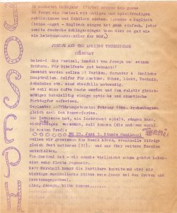 Einladung zum ersten Treffen der Musicalgruppe